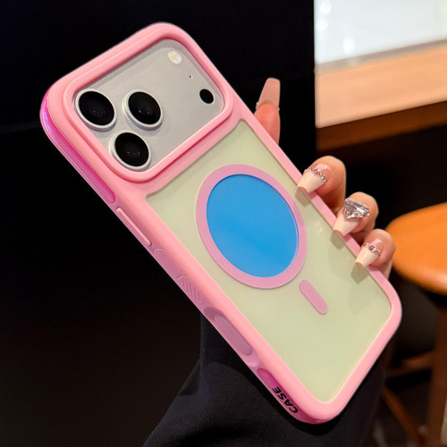 iPhone 18 Pro Max Color Blocked 2 in 1 PC Hybrid TPU Magnetic Phone Case - Pink + Blue