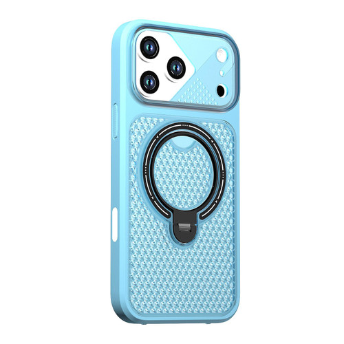 iPhone 18 Pro Max Colored Cooling 360 Degree Rotation Ring Holder Magnetic Phone Case - Blue