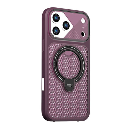 iPhone 18 Pro Max Colored Cooling 360 Degree Rotation Ring Holder Magnetic Phone Case - Red