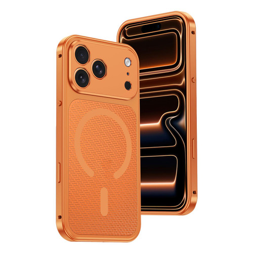 iPhone 18 Pro Max Cooling Magnetic Buckle Metal Shockproof Phone Case - Orange
