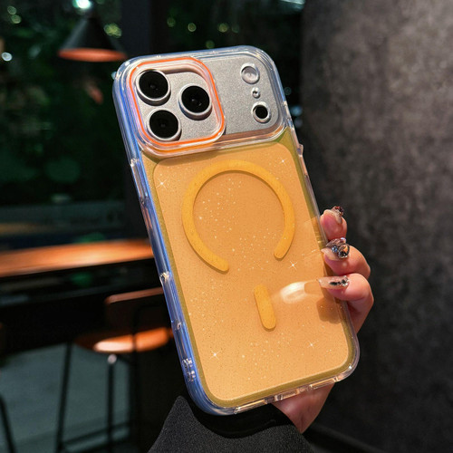 iPhone 18 Pro Max Crystal Shimmer Acrylic Magnetic Phone Case - Orange