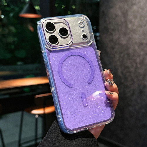 iPhone 18 Pro Max Crystal Shimmer Acrylic Magnetic Phone Case - Purple