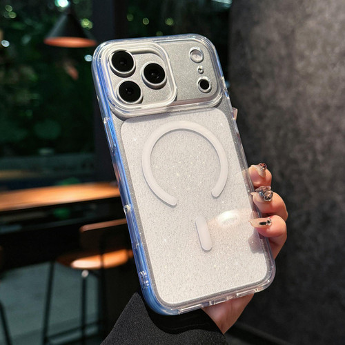 iPhone 18 Pro Max Crystal Shimmer Acrylic Magnetic Phone Case - White