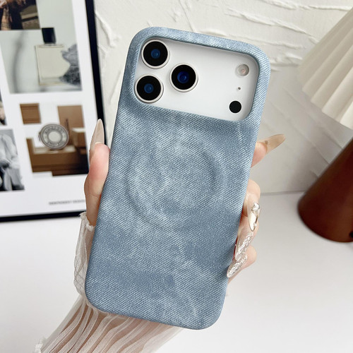 iPhone 18 Pro Max Denim MagSafe Magnetic PC + PU Phone Case - Light Blue