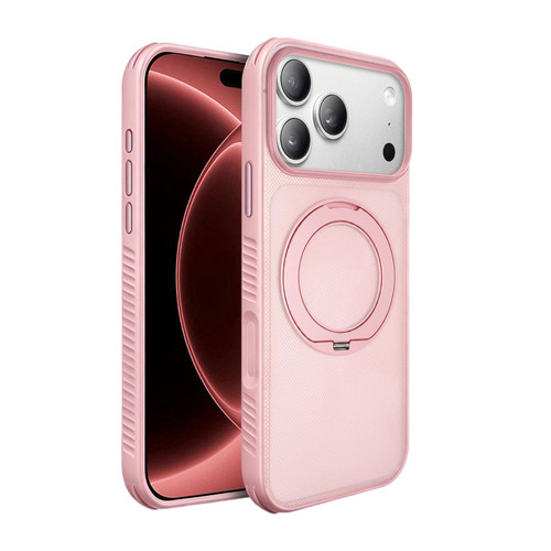 iPhone 18 Pro Max Dots Skin Feel Magnetic Phone Case with 360 Rotating Holder - Pink