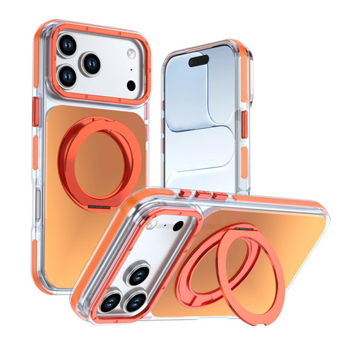 iPhone 18 Pro Max Dual Color Gradient Discolor 360 Degree Rotation Holder Magnetic Phone Case - Orange
