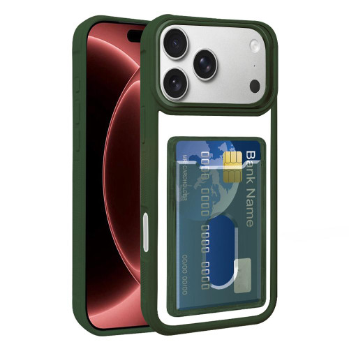 iPhone 18 Pro Max Electroplated Card Bag Acrylic Hybrid TPU Phone Case - Green