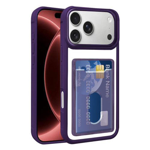 iPhone 18 Pro Max Electroplated Card Bag Acrylic Hybrid TPU Phone Case - Purple