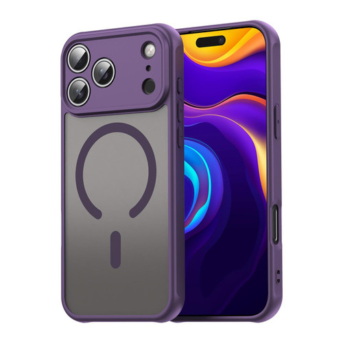 iPhone 18 Pro Max Fan Dun Series TPU Hybrid PC Frosted Magsafe Phone Case - Purple