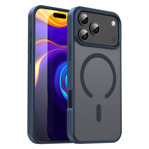 iPhone 18 Pro Max Fanying Series PC Hybrid TPU Translucent Frosted MagSafe Phone Case - Cyan Blue
