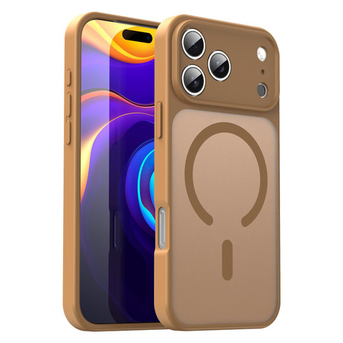 iPhone 18 Pro Max Fanying Series Precision Camera Hole PC Hybrid TPU Translucent Frosted Magnetic Phone Case - Desert Gold