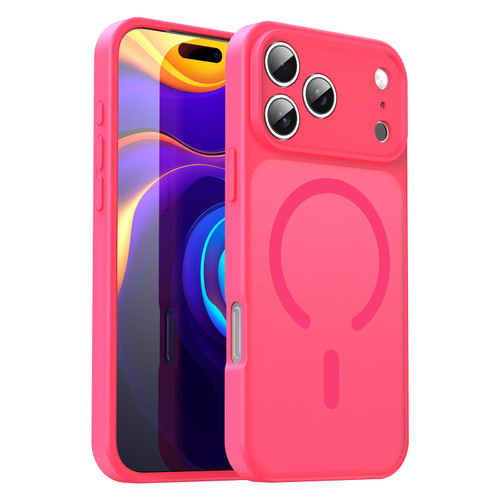 iPhone 18 Pro Max Fanying Series Precision Camera Hole PC Hybrid TPU Translucent Frosted Magnetic Phone Case - Rose Red