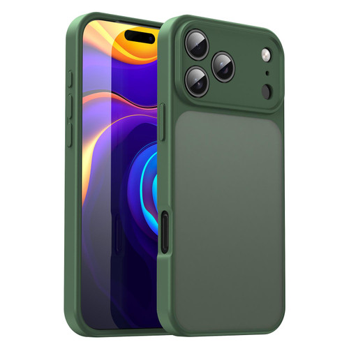 iPhone 18 Pro Max Fanying Series Precision Camera Hole PC Hybrid TPU Translucent Frosted Phone Case - Olive Green
