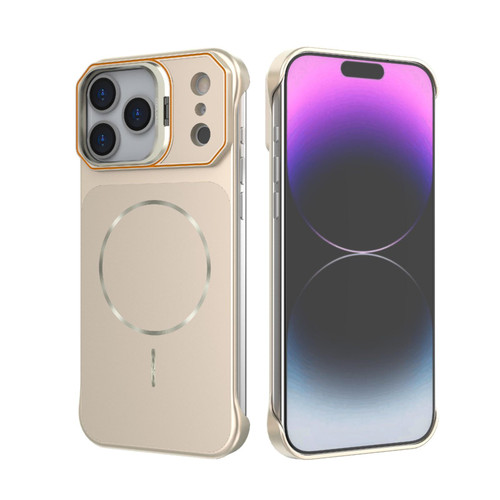iPhone 18 Pro Max Frameless Half-Wrapped PC Magnetic Phone Case - Rose Gold