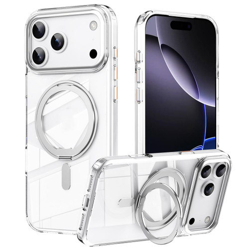 iPhone 18 Pro Max Frosted 360 Degree MagSafe Magnetic Holder Phone Case - Silver