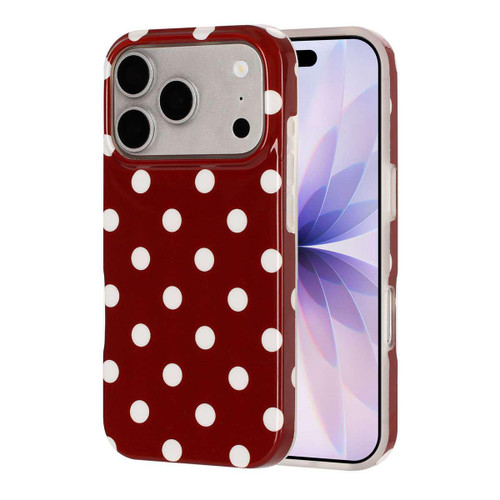iPhone 18 Pro Max Full Coverage IMD Printed Retro Large Dots Pattern TPU Phone Case - Red