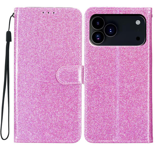 iPhone 18 Pro Max Glitter Powder Flip Leather Phone Case - Light Purple