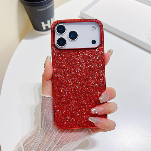 iPhone 18 Pro Max Glitter Powder Shockproof TPU Phone Case - Red