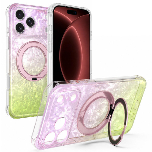 iPhone 18 Pro Max Ice Shell 360 Magnetic Holder Phone Case - Pink Lemon