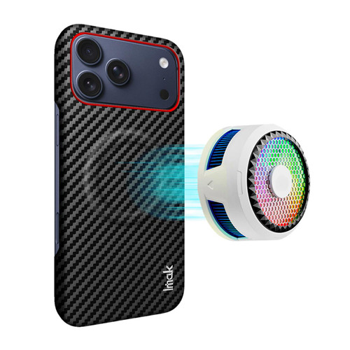iPhone 18 Pro Max imak Ruiyi Series Red Ring Carbon Fiber Texture Magnetic Phone Case - Black