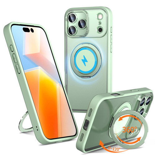 iPhone 18 Pro Max Kalebol 360-degree Rotating MagSafe Magnetic Holder Phone Case - Avocado Green