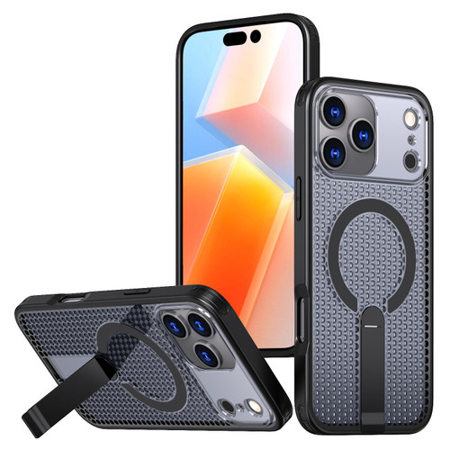 iPhone 18 Pro Max kalebol Honeycomb Cooling MagSafe Holder Phone Case - Black