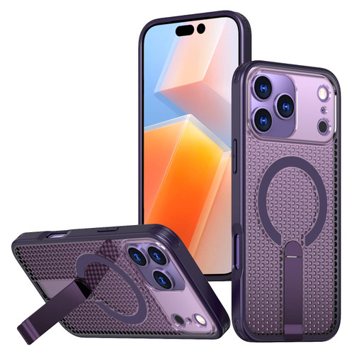 iPhone 18 Pro Max kalebol Honeycomb Cooling MagSafe Holder Phone Case - Purple