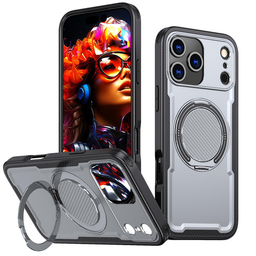 iPhone 18 Pro Max kalebol Metal 360 Degree Rotation Holder MagSafe Phone Case - Grey