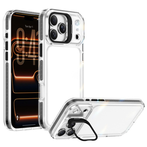 iPhone 18 Pro Max Lens Frame Holder Acrylic TPU Phone Case - Clear Black