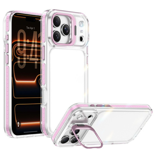 iPhone 18 Pro Max Lens Frame Holder Acrylic TPU Phone Case - Clear Pink