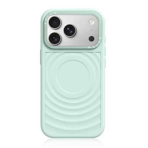 iPhone 18 Pro Max Liquid Silicone Frame Hybrid Ripple Back Panel Magnetic Phone Case - Green