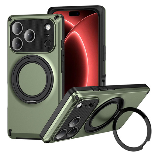 iPhone 18 Pro Max Magnetic 360 Degree Ring Holder Phone Case - Army Green