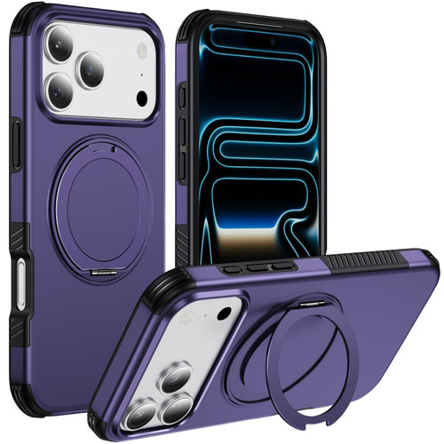 iPhone 18 Pro Max Magnetic 360 Rotating Holder Phone Case - Dark Purple