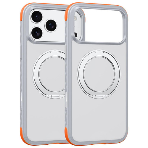 iPhone 18 Pro Max Magnetic Shockproof Protective Phone Case with 360 Degree Rotating Holder - White