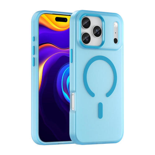 iPhone 18 Pro Max MagSafe Frosted Translucent TPU + PC Full Coverage Phone Case - Blue
