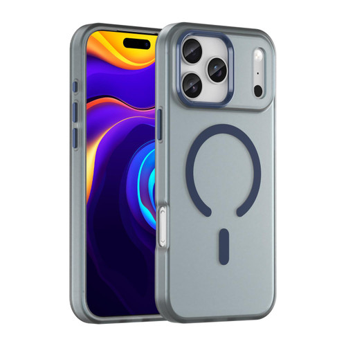 iPhone 18 Pro Max MagSafe Frosted Translucent TPU + PC Full Coverage Phone Case - Dark Blue