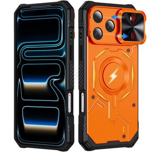 iPhone 18 Pro Max Mecha Magnetic Sliding Camshield Phone Case - Orange