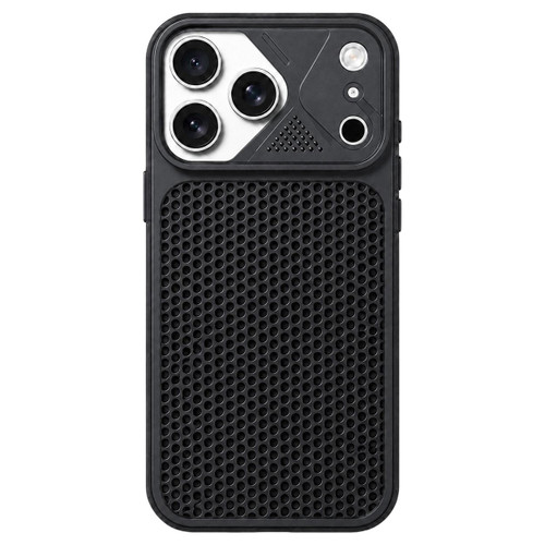iPhone 18 Pro Max Mecha Style Heat Dissipation Mesh TPU Phone Case - Black
