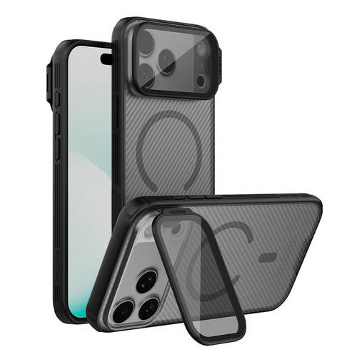 iPhone 18 Pro Max NILLKIN CamShield Prop Transparent Mirror Cover MagSafe Magnetic Translucent PC Phone Case - Black