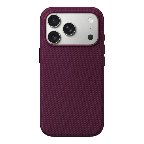 iPhone 18 Pro Max Official Tech Fabric Texture Side-Adhesive TPU Magnetic Phone Case with Camera Button - Cherry Red