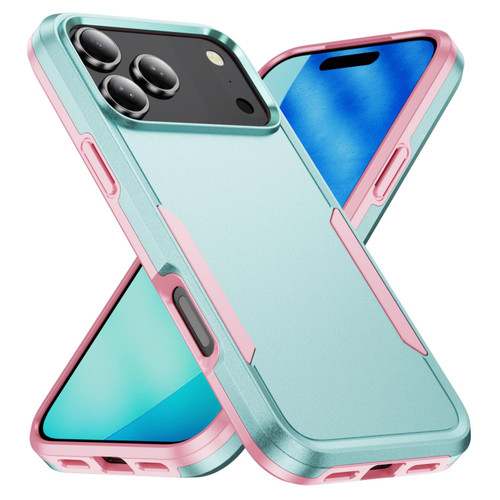iPhone 18 Pro Max Pioneer Armor Heavy Duty PC + TPU Phone Case - Green+Pink
