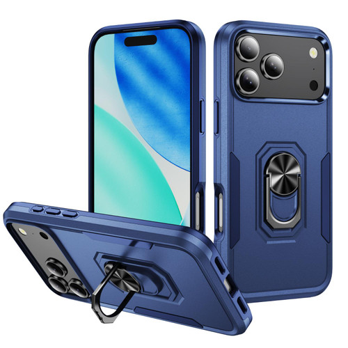 iPhone 18 Pro Max Pioneer Armor Heavy Duty PC + TPU Phone Case with Holder - Blue