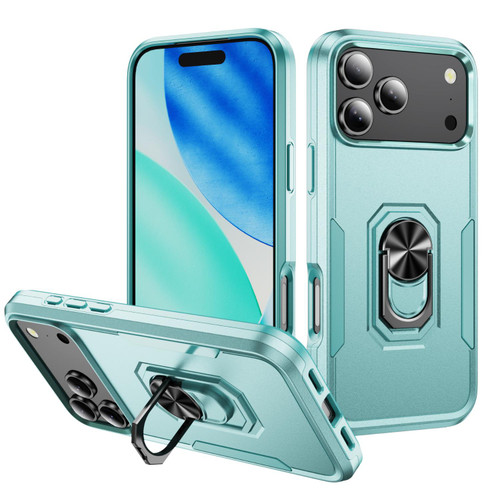 iPhone 18 Pro Max Pioneer Armor Heavy Duty PC + TPU Phone Case with Holder - Green