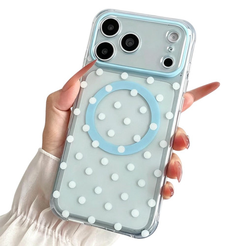 iPhone 18 Pro Max Precise Cutout Translucent IMD Dots Pattern Magnetic Phone Case - Ice Blue