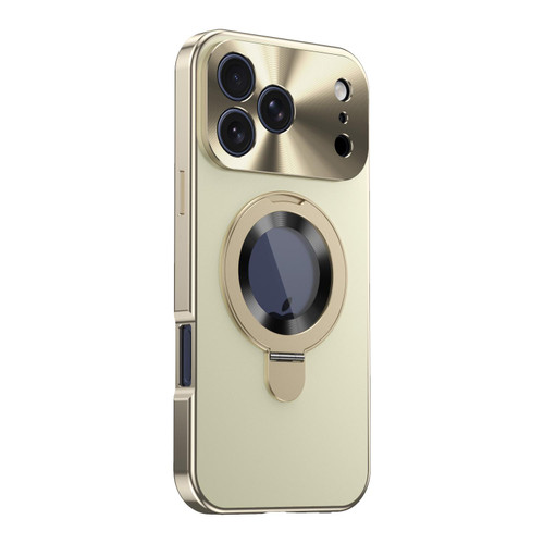iPhone 18 Pro Max Privacy Screen Film Full Cover MagSafe Holder Phone Case - Gold