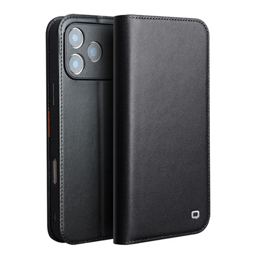 iPhone 18 Pro Max QIALINO Classic Gen2 Genuine Leather Phone Case - Black