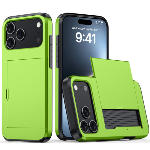 iPhone 18 Pro Max Shockproof Armor Phone Case with Card Slot - Green