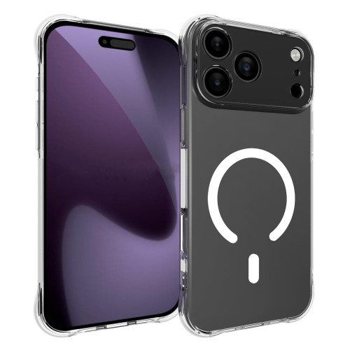 iPhone 18 Pro Max Shockproof Non-slip Magnetic TPU Phone Case - Transparent