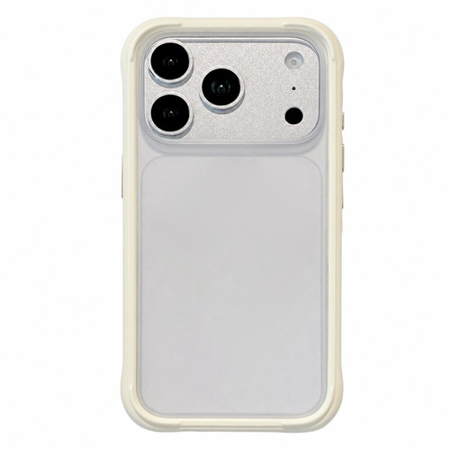 iPhone 18 Pro Max Silicone Frame Bumper Frosted Back Panel Phone Case - White