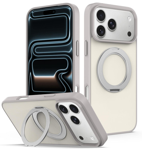 iPhone 18 Pro Max Skin Feel Revolving Kickstand Magnetic Phone Case - Grey